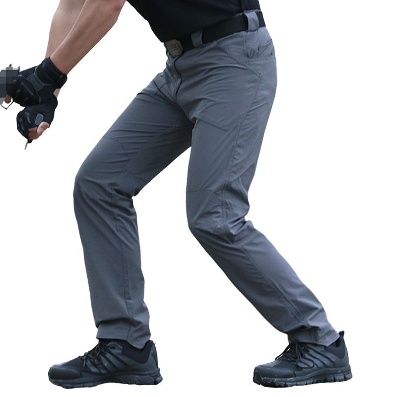 Outdoor Tactical Men Slim Fit Stretch Multi-Pocket Waterproof Wear-Resistant Cargo Quick-Dry Training Pants Summer Thin_voghion.com