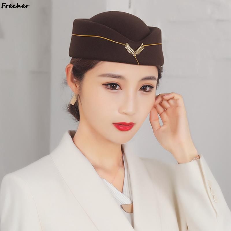 Uudet tulokkaat Womn Elgant Stwardss Cadt univormu Caps Villa Flt Pillbox Air Hostsss Brt Hat Cosplay Musical_voghion.com