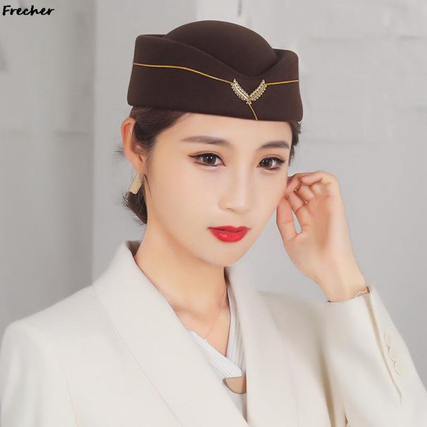 Uudet tulokkaat Womn Elgant Stwardss Cadt univormu Caps Villa Flt Pillbox Air Hostsss Brt Hat Cosplay Musical_voghion.com