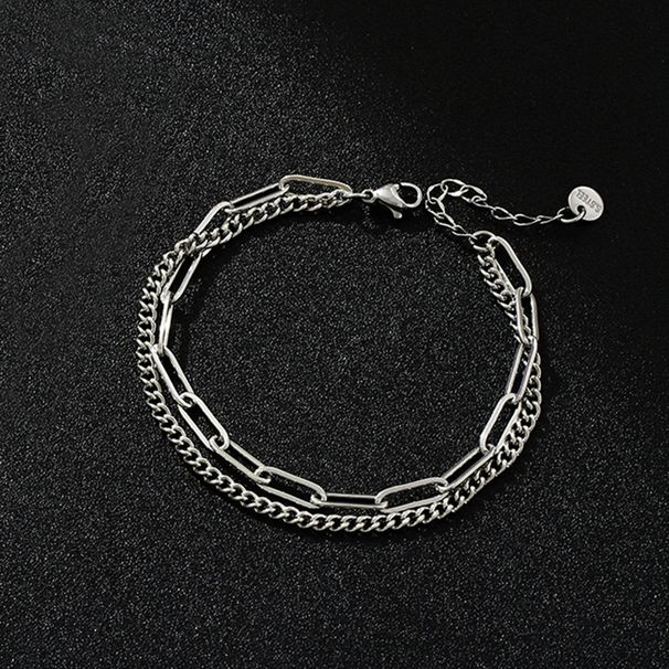 popular personalized trendy men's and women's double-layer chain stainless steel couple diy bracelet Yiwu small commodity_voghion.com