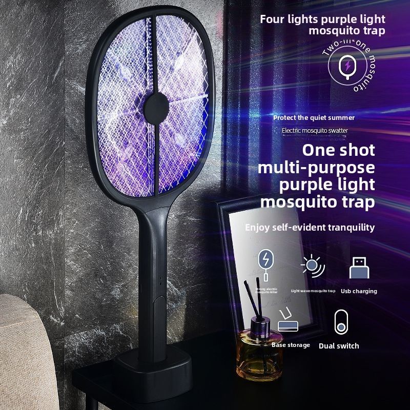 Home Rechargeable Powerful Fly 2-in-1 Killer Lamp Repellent Magic Electric Mosquito Swatter Automatic_voghion.com