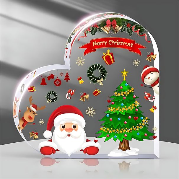 Unique Christmas Gifts & Christmas Decorations for Indoor Home Decor, Heart Shaped Acrylic Printed with Merry Christmas Patterns _voghion.com