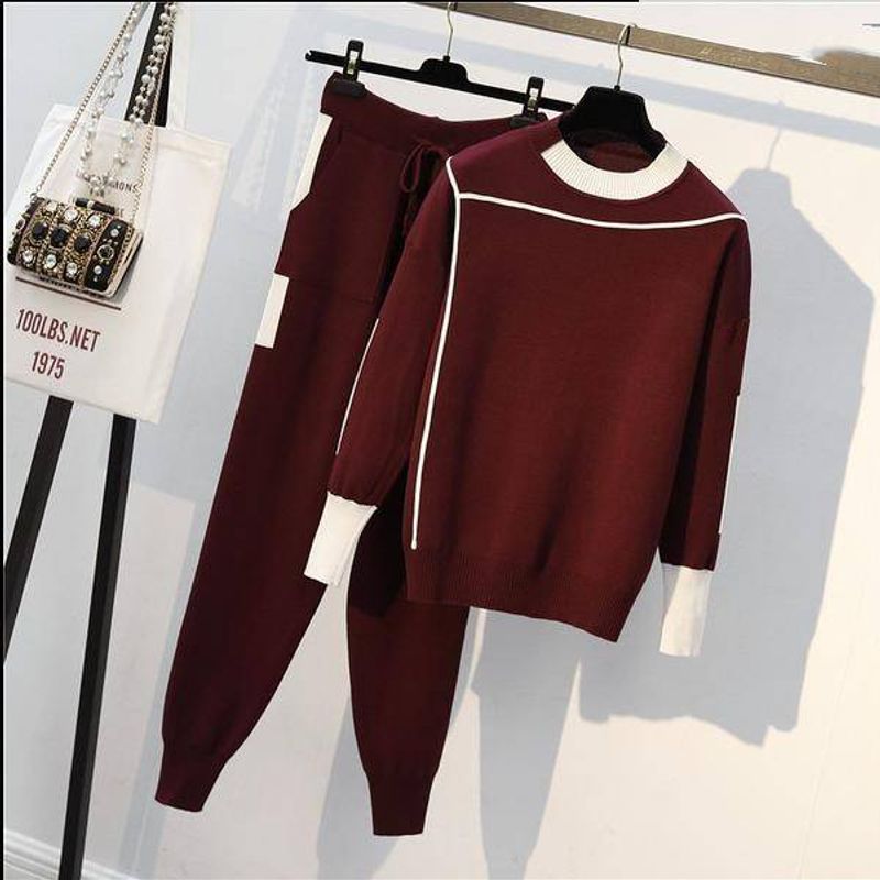  Women's Clothing Fat Girl Cover Belly Knitted Suit_voghion.com