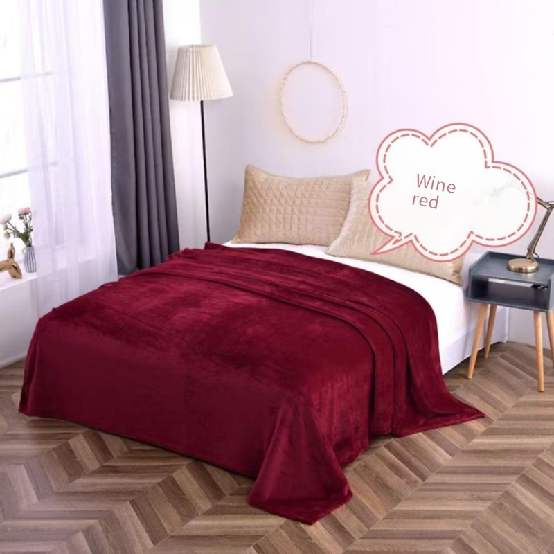 Bedding Solid Color Flannel High Weight Leisure Blanket Home Warm Bed Sheet Cover_voghion.com