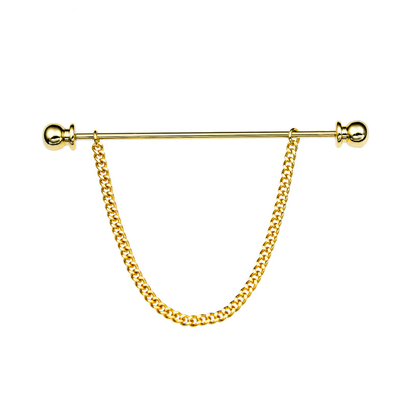 Men's Jewelry Round Ball Belt Spiral Collar Pin Buckle Metal Chain Tassel Men's Brooch Korean Shirt Corner Buckle Pin_voghion.com