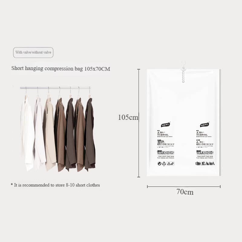 Vacuum Storage Bags For Suits & Coats - No-Pump Compression Garment Bags With Dustproof Cover, Space Saving Closet Organizer_voghion.com