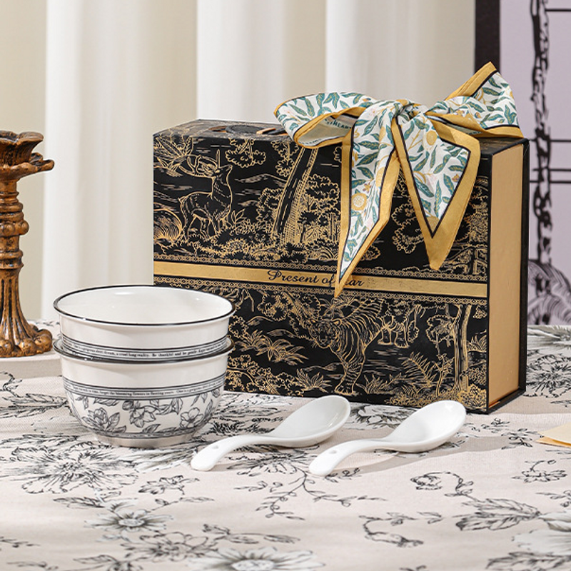 Set di stoviglie in ceramica Sky Garden, set di ciotole e piatti, regalo di inaugurazione della casa, ciotola, evento aziendale, regalo di alta qualità_voghion.com