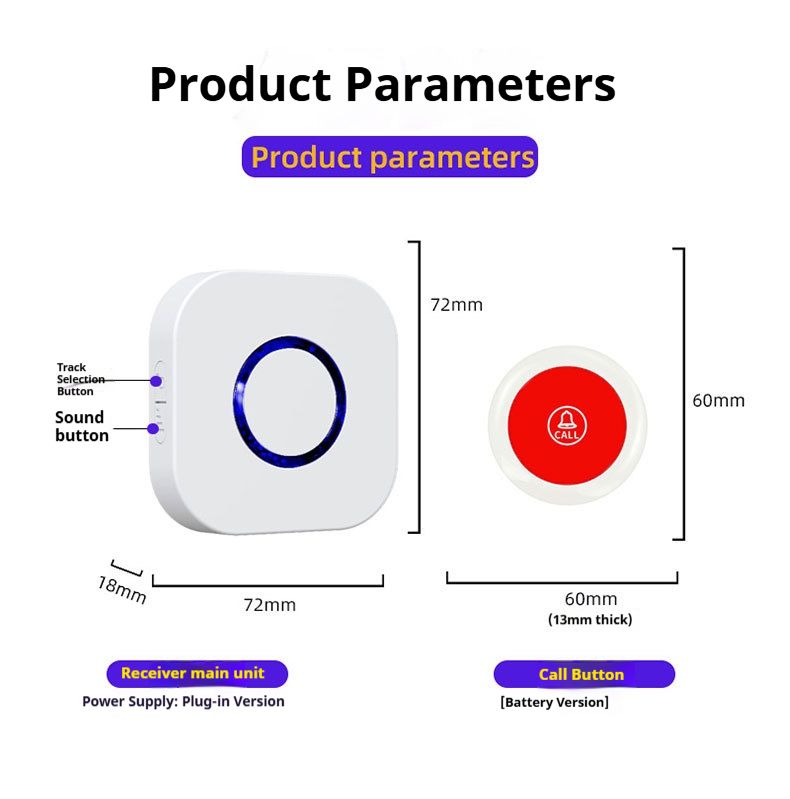 Wireless SOS Emergency Call Button With 433MHz Long Range & 110dB Alarm – Wall-Penetrating Signal For Elderly Safety (EU/US/UK Plug Options)_voghion.com