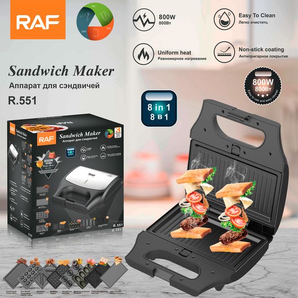 Máquina de desayuno transfronterizo RAF para el hogar, estándar europeo, arena, calefacción de doble cara, multifuncional, para tostar obleas._voghion.com
