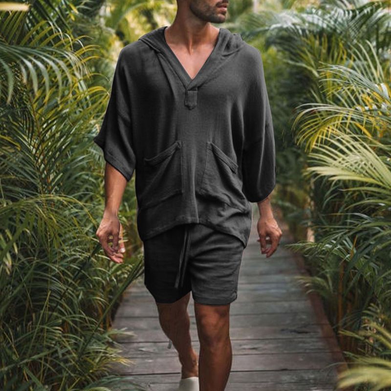 Teenage and guys young men Clothing suits men's linen shorts men's casual wear linen shorts_voghion.com
