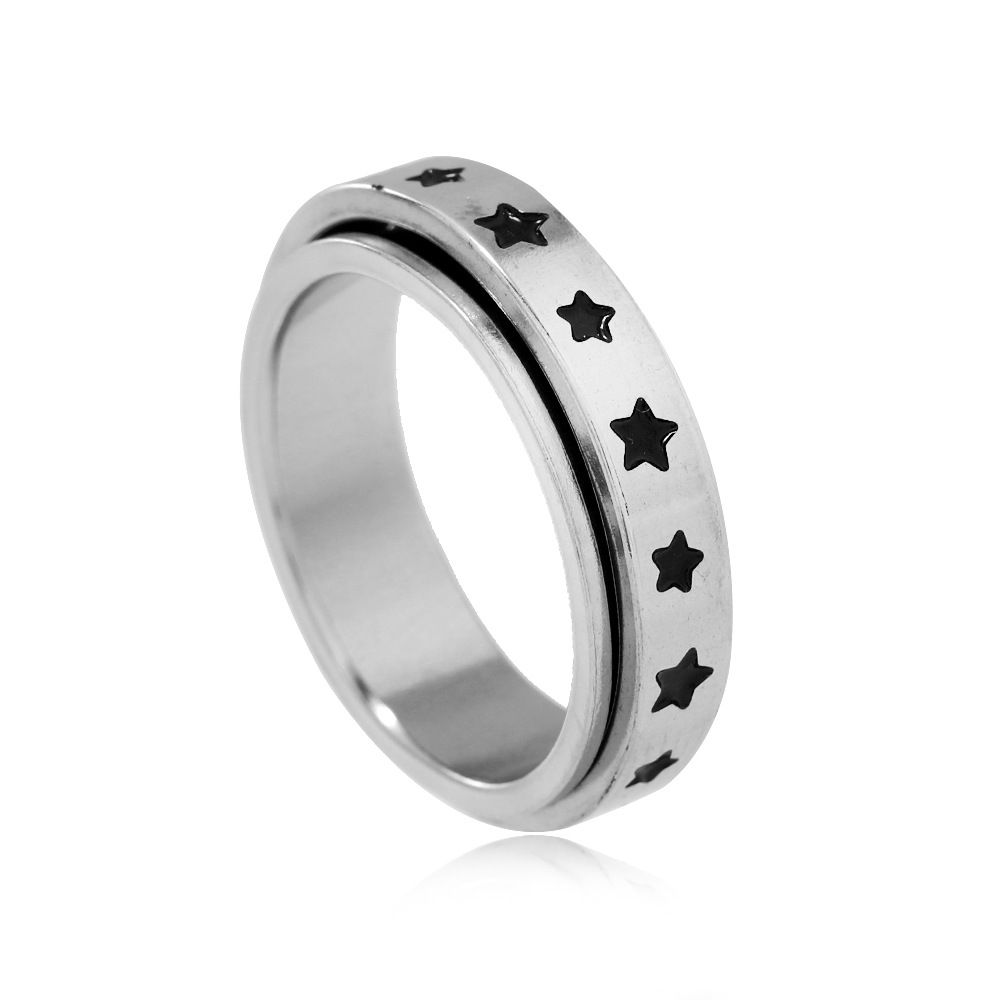 Ékszerméret, csillag, titán forgatható, nyomáscsökkentő gyűrű, rozsdamentes acél gyűrű ékszer_voghion.com