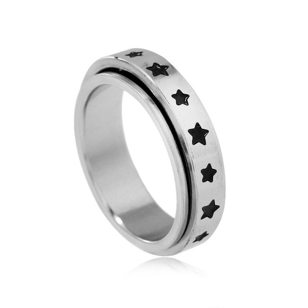 Ékszerméret, csillag, titán forgatható, nyomáscsökkentő gyűrű, rozsdamentes acél gyűrű ékszer_voghion.com