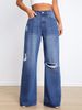 new jeans high waist ripped holes loose slimming wide leg pants_voghion.com