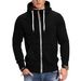 Herren Hoodies Langarm Sweatshirts Für Männer Reißverschluss Kapuzenpullover High Neck Herren Sweatshirt Top Jacke Mantel Schwarzer Pullover_voghion.com