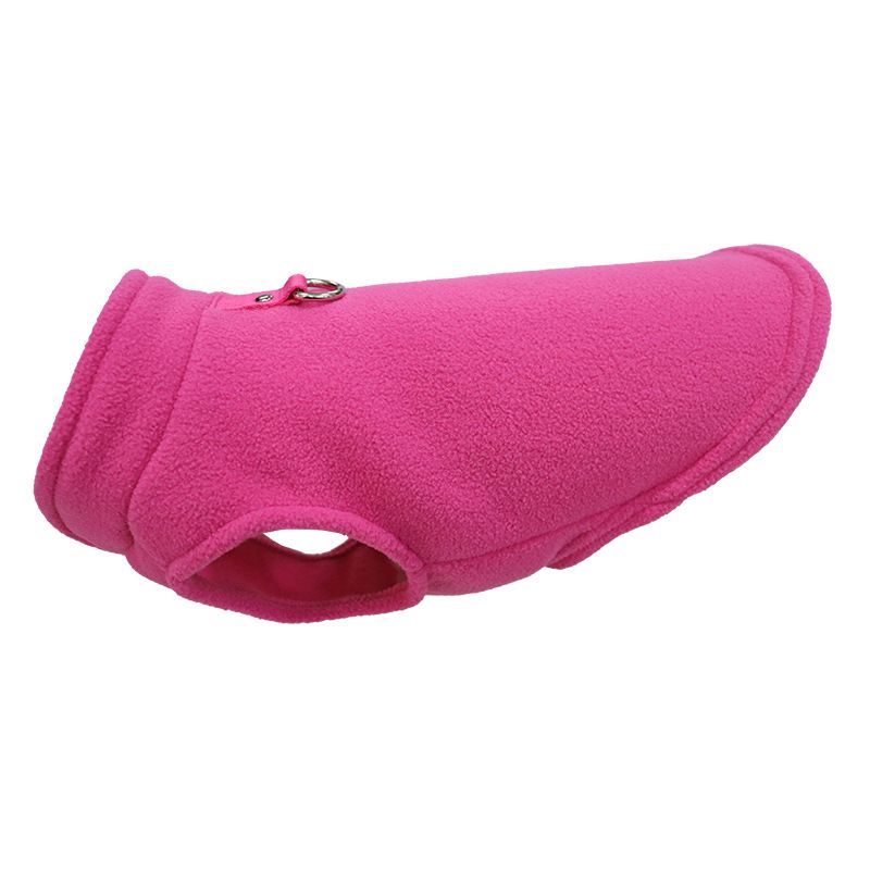 1 Piece Of Dog Clothes, European & American Pet Apparel, Thickened Solid Color With Leash, Polar Fleece Pet Supplies_voghion.com