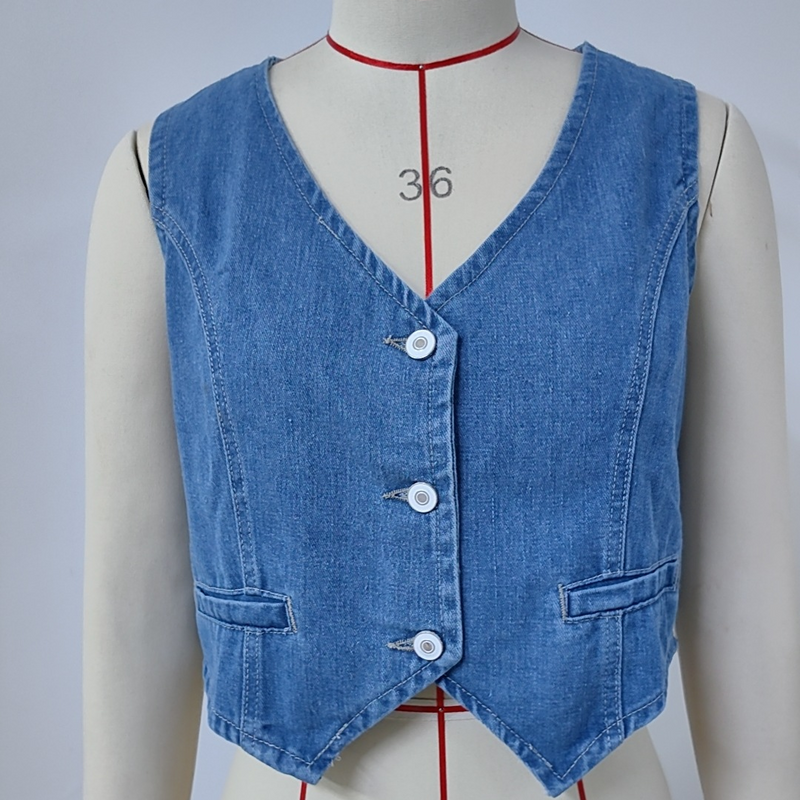  women's clothing summer new look  washed denim small vest short vest trend_voghion.com