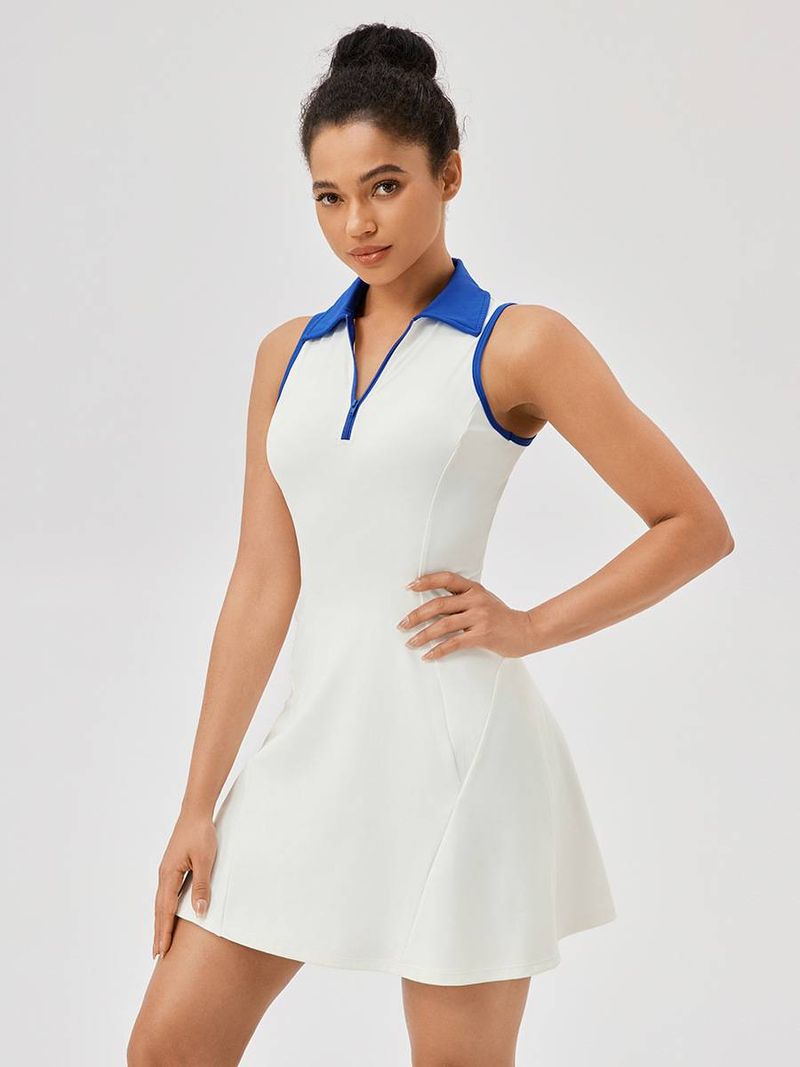 X0089Gonna da tennis intera con colletto per donna - Asciugatura rapida, traspirante, con vita aderente, adatta per abbigliamento sportivo casual e fitness._voghion.com