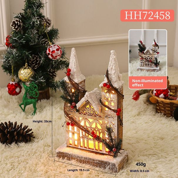 Büyülü Karlı Kulübe Noel Dekoru - Şenlikli Masa Üstü Sergilemesi İçin LED Işıklı Parlayan Ahşap Köy Evi_voghion.com