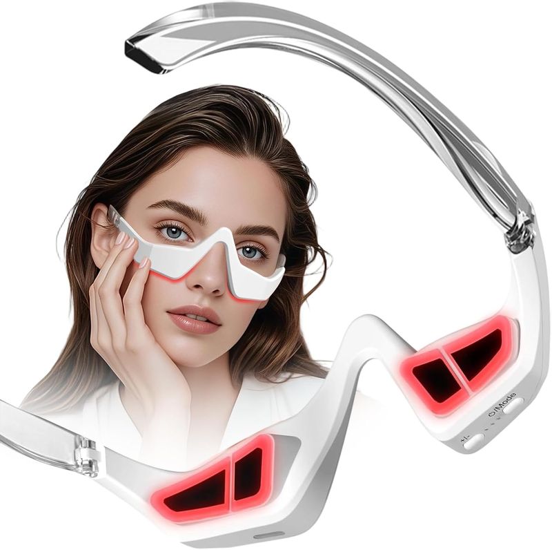 4 Modi Rotlicht-Unteraugentherapiebrille, Mikrostrom-Augenmassagegerät, für Tränensäcke, dunkle Ringe, Schwellungen, Fältchen, feine Linien, Linderung von Augenermüdung_voghion.com
