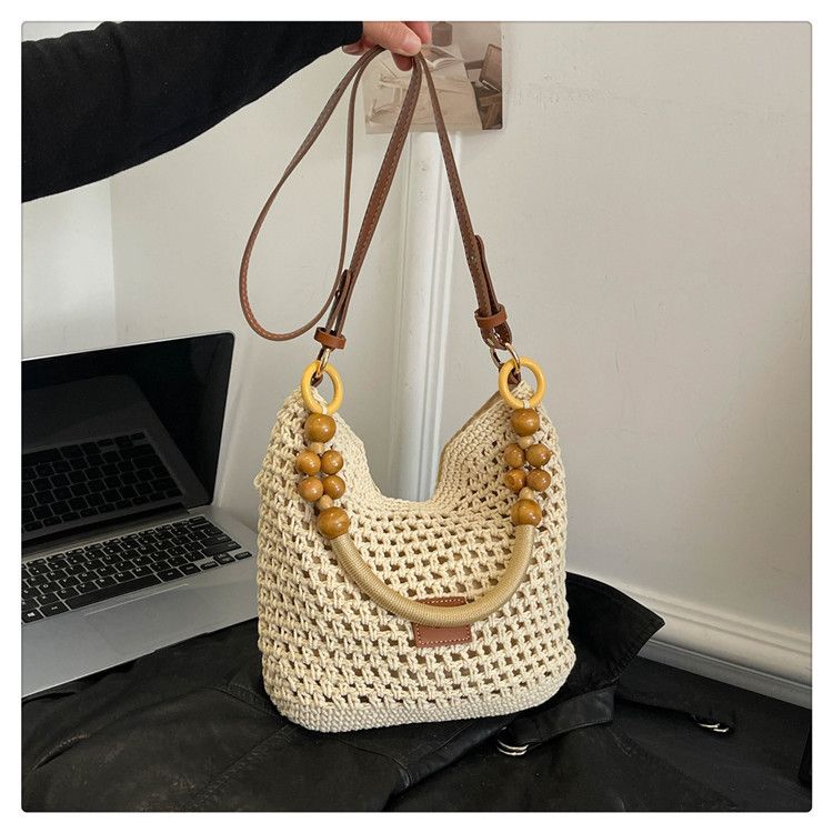 Sac fourre-tout en rotin tissé de style coréen, design de niche, sac à bandoulière tendance pour femme_voghion.com
