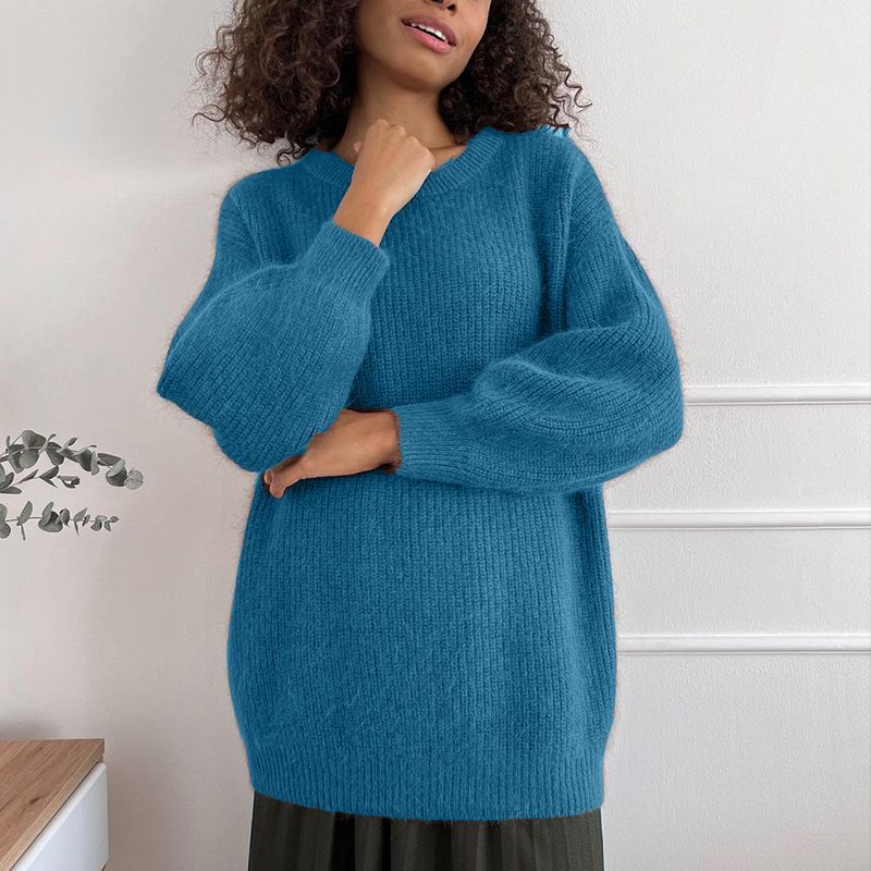 Lockeres, superweiches Strickoberteil für Damen im Lazy-Stil_voghion.com