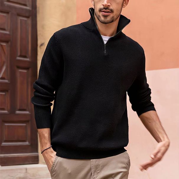Neue Herren-Pullover mit lässiger Mode, Reißverschluss und Stehkragen_voghion.com