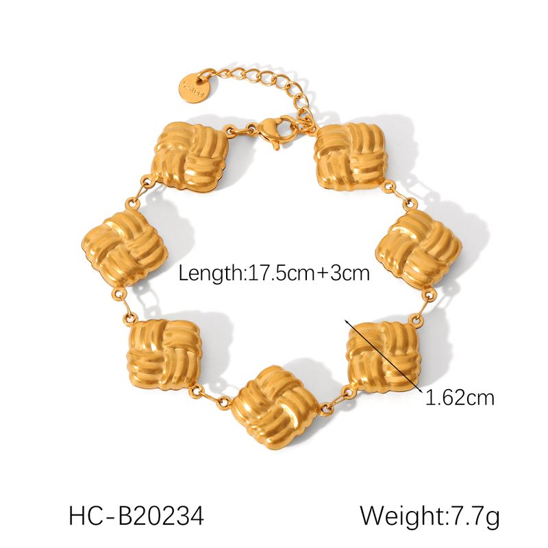 1/2 pezzi, collana con bracciale a righe quadrate per donna, collana con bracciale in acciaio inossidabile placcato oro 18 carati, accessori per gioielli estivi_voghion.com