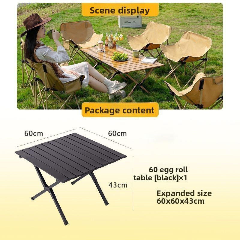 Outdoor Folding Egg Roll Table And Chairs Multi-Functional Household Full Set Durable New Lazy Portable Camping Picnic_voghion.com