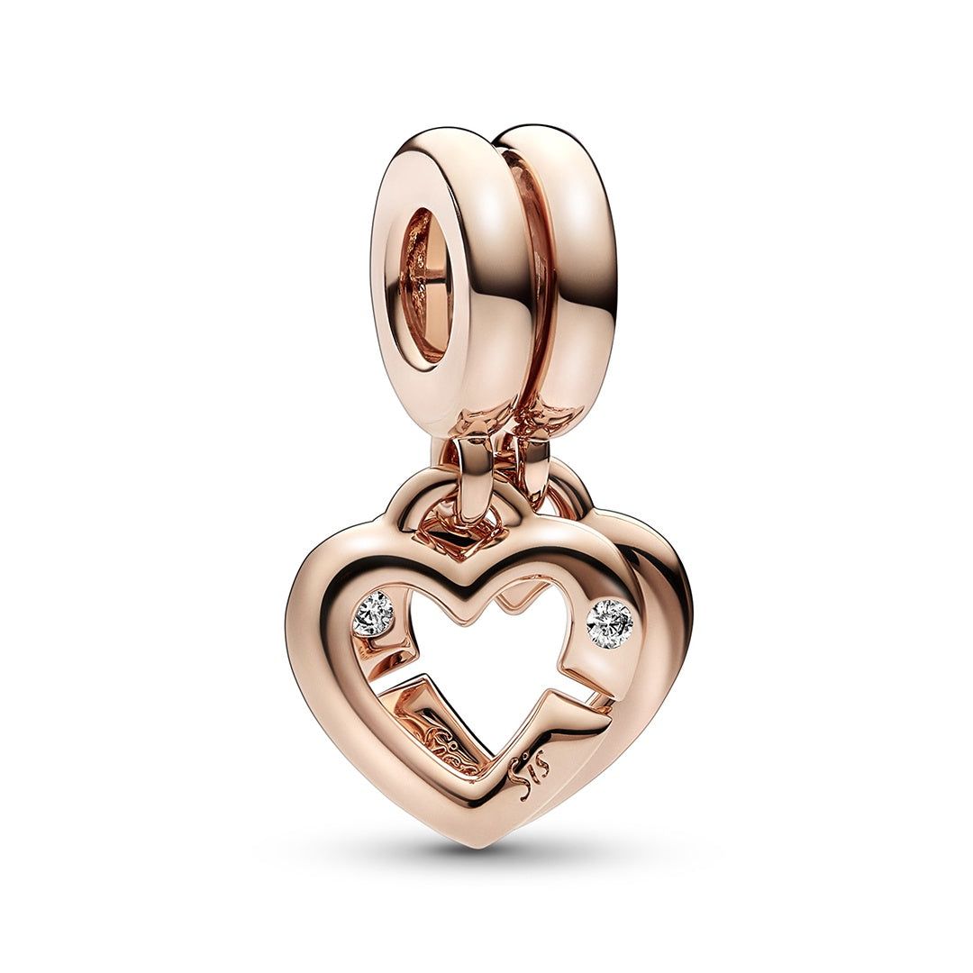 Charm-Anhänger „Linked Sister Hearts“ mit geteiltem Anhänger_voghion.com