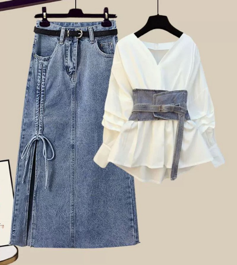 Abbigliamento da donna nuovo stile design di nicchia due pezzi top per donna con jeans due pezzi vestito_voghion.com