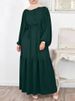 Elegantes muslimisches Damen-Hemdkleid mit übergroßen Puffärmeln, Kaftan, islamische Freizeitmode, türkisblau, Hijab-Modekleid_voghion.com