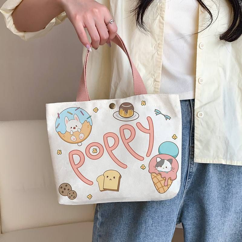 Platnena torba za ženske 2025 Nova torbica iz blaga, študentska torba za malico, majhna torba_voghion.com