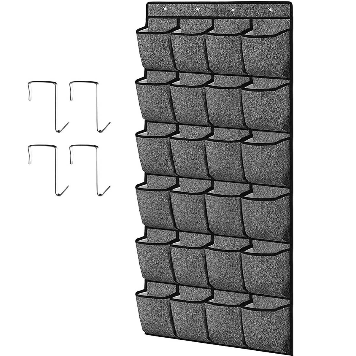 Schuh-Organizer mit 24 Taschen, zum Aufhängen an der Tür, Schuhregal für Hausschuhe, Schuhe, platzsparend, organisierter Schuhschrank, kostenloses Nagel-Schuhregal_voghion.com