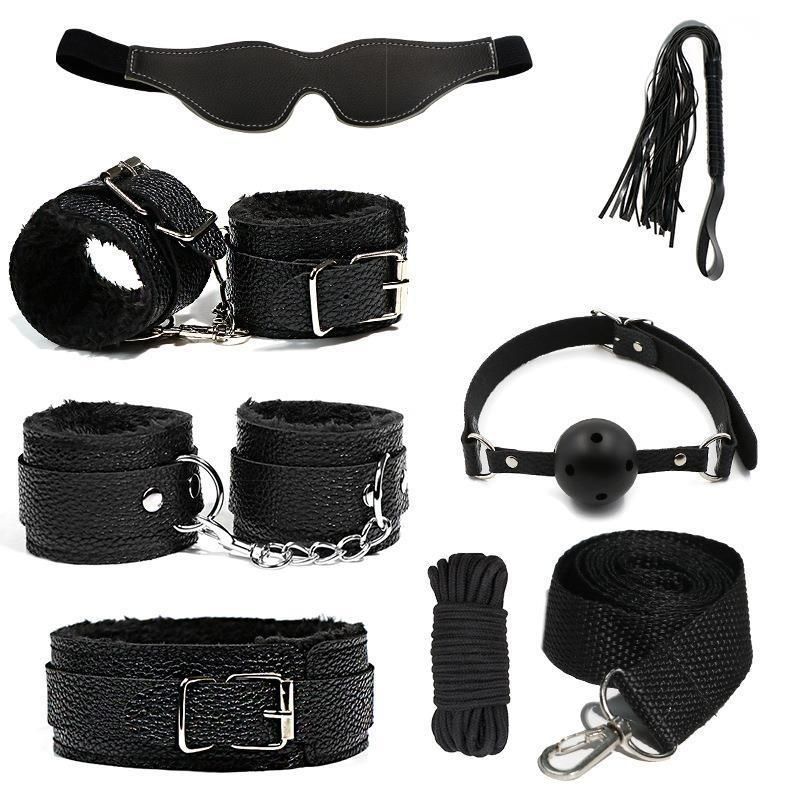 SM Props Bundle Adult Sex Products Couple Sex Toys Nipples Handcuffs Mouth Ball Sex Set 7 Pieces Set_voghion.com