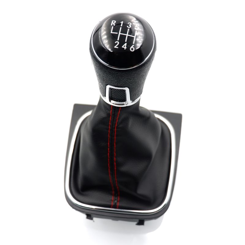 / Speed ​​Gear Skift Knop Håndtag & Boot Gaitor Sort Læder Sæt Til VW Golf 5 6 Jetta V VI Scirocco_voghion.com