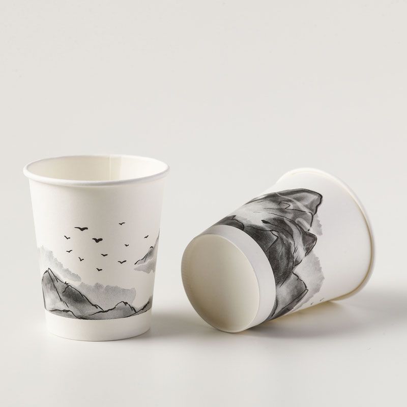 Landscape Disposable Household Coffee Thickened Commercial Milk Tea Paper Hotel Drinking Cup Nordic Office_voghion.com