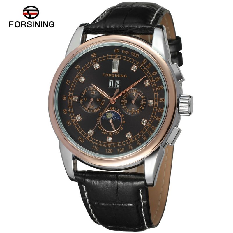 FORSING Men's Fully Automatic Multi Functional Calendar Week Flywheel Nical Leisure Watch_voghion.com