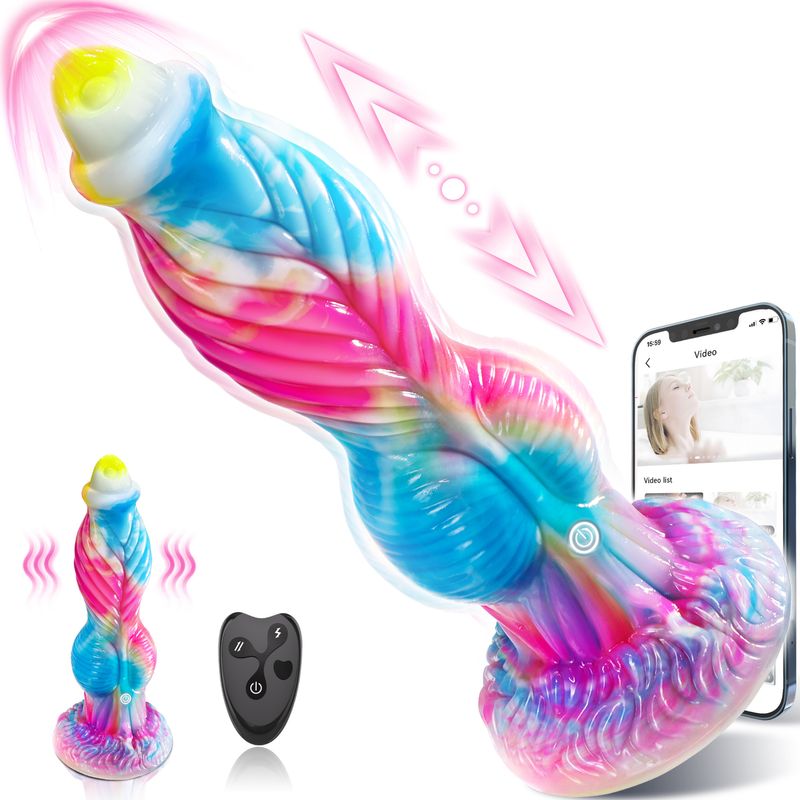 Dildo vibrante telescopico femminile con forma speciale, simulato pene, dildo di grandi dimensioni con spinta morbida in carne_voghion.com