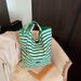 Dameskuldertasker En afslappet farveblokerende stribet tote-taske med en sød og afslappet stil, dobbeltsidet enkeltskuldertaske_voghion.com