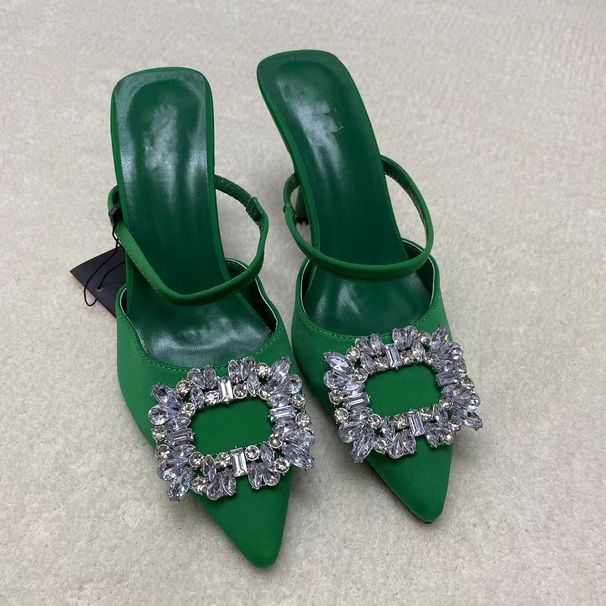 Women's Shoes Boutique Original Single-word High-heeled Women's Shoes With Rhinestone Square Buckle_voghion.com