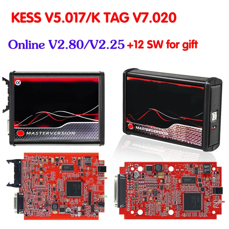 Online Unlimited KESS 2.80 EU Red V5.017 KTAG V7.020 4 LED 2.25 OBD2 OBD2 Car ECU Chip Tuning Kit 5.017 k-tag Programmer Tools_voghion.com