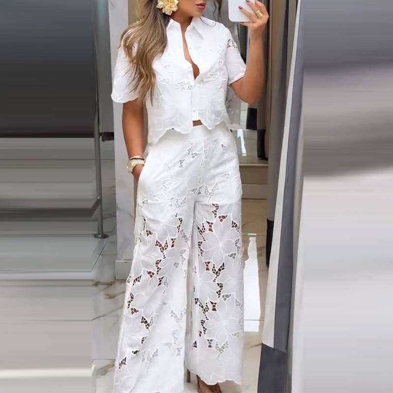 Women's Clothing New Women's Fashion Casual Short Sleeved Tops And Trousers Suits For Women_voghion.com