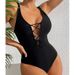 Women's Clothing Slim Conservative One Piece Swimsuit Solid Color Sling Multi Color Hollow Beach Bikini Swimsuit_voghion.com
