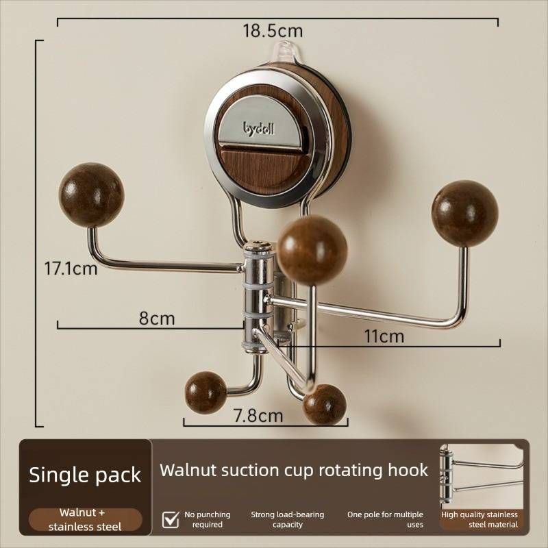Home Decorative Hooks.Walnut Wood & Metal Clothing Hooks.Walnut Wood & Metal Clothing Hooks.Multi-rod Rotating Hooks.Bathroom Hooks.Kitchen Hooks_voghion.com