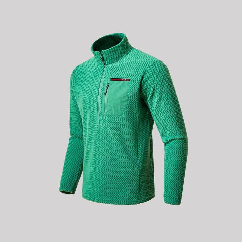 Unisex-Fleece-Sweatshirt mit halbem Reißverschluss – trendiger bedruckter Pullover mit Stehkragen, lässiges Langarm-Oberteil für den Außenbereich_voghion.com