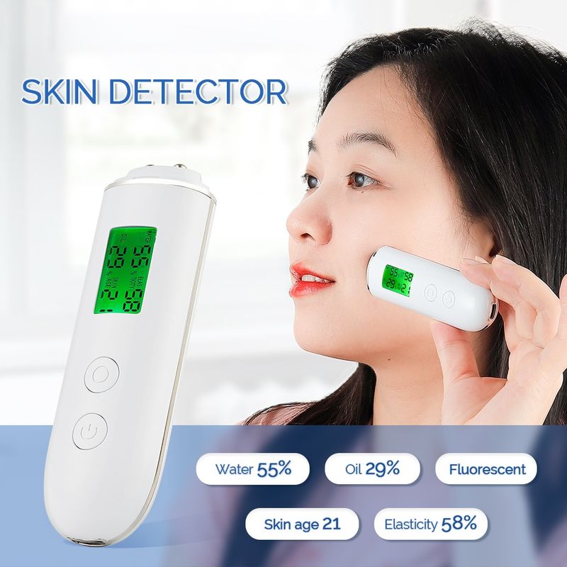 Skin Moisture Detector Face Skin Moisture&Oil Content Skin Analyzer Elastic Skin Age Test Meter Fluorescent Agent Detector_voghion.com