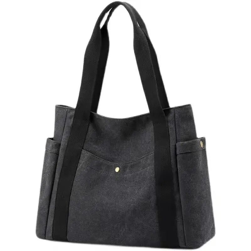Sac fourre-tout tendance à bandoulière simple, grande capacité, pour le travail, portable, décontracté, en toile, pour femme, pour étudiante_voghion.com