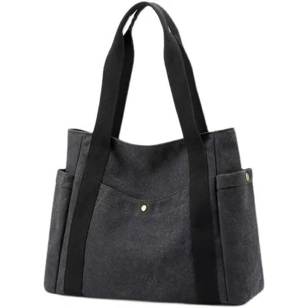 Sac fourre-tout tendance à bandoulière simple, grande capacité, pour le travail, portable, décontracté, en toile, pour femme, pour étudiante_voghion.com