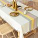Minimalist Tablecloth – Striped Polyester Linen Blend – Non-Slip & Heat-Resistant – Rectangle Dining & Coffee Table Cover – Picnic Mat_voghion.com