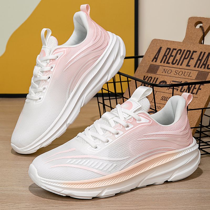 Baskets pour femme - Chaussures de course respirantes en tricot avec semelle épaisse et souple pour l'été, le printemps et l'automne - Style streetwear décontracté avec semelle intermédiaire coussinée et bout rond_voghion.com